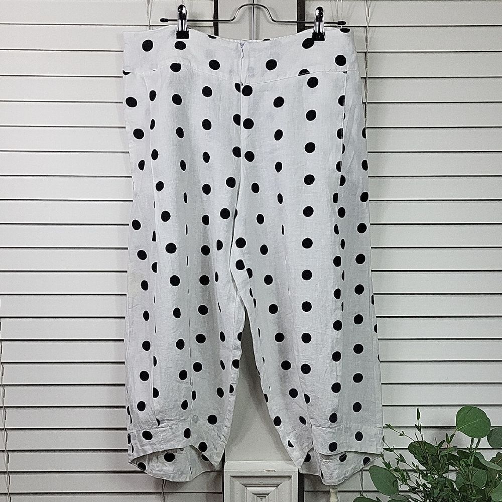 Banana Blue Polka Dot 100%‎ linen pants. Size S
